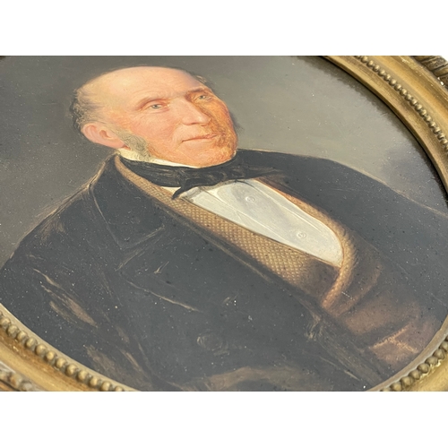 48 - A Mid 19th century oil painting of a gentleman, in a Victorian gilt frame. 24x30cm including frame.