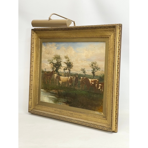 60 - A large late 19th century oileograph, by John Wallace (1841-1905). Painting measures 61x46cm. Frame ... 