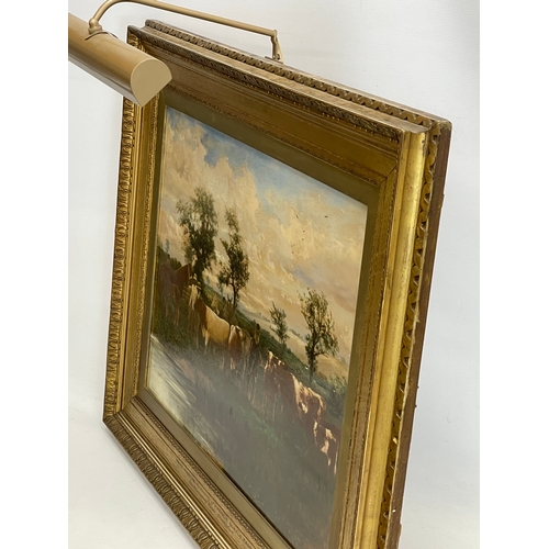 60 - A large late 19th century oileograph, by John Wallace (1841-1905). Painting measures 61x46cm. Frame ... 