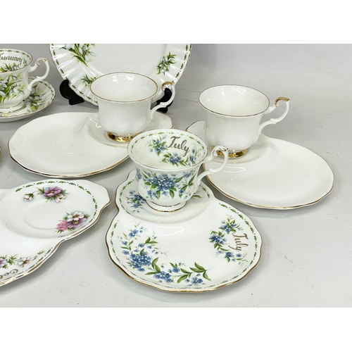 407 - A quantity of Royal Albert tea ware. Flower of the Month Snowdrops January, Flower of the Month Forg... 