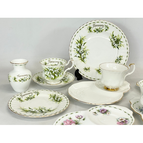 407 - A quantity of Royal Albert tea ware. Flower of the Month Snowdrops January, Flower of the Month Forg... 