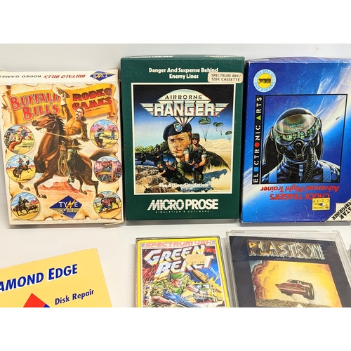 137 - A quantity of vintage Atari and Commodore games, etc, including Diamond Edge Manual (Disk Diagnostic... 