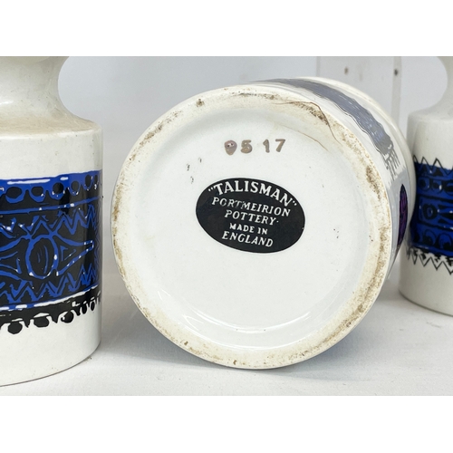 477 - A set of 6 Portmeirion ‘Talisman’ pottery spice jars with corks. 10cm