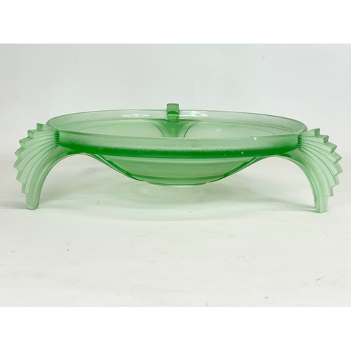 62 - A large Art Deco frosted glass centre piece bowl. 1930’s. 33x9cm