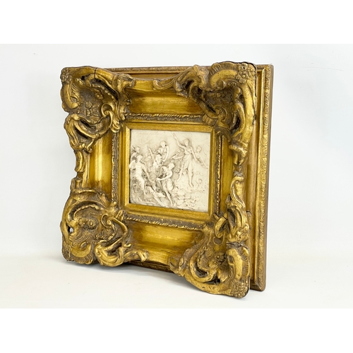 72 - An ornate framed wall plaque depicting the Bacchic procession, by Martin Moreau 1868. Reproduction. ... 