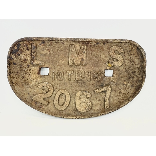 36A - A vintage cast iron LMS railway wagon plate. London Midland and Scottish Railway. 29x16.5cm