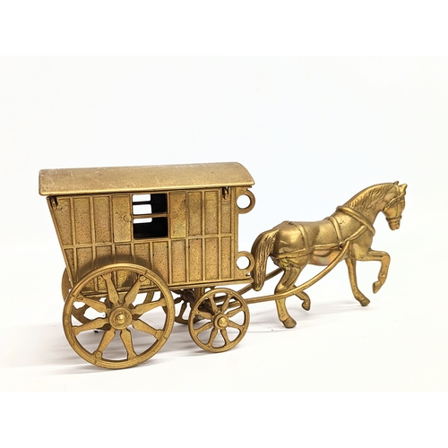 489 - A brass horse and carriage