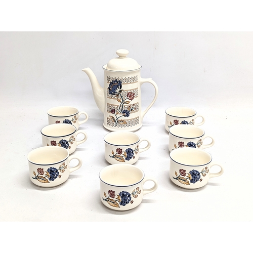 718 - 9 pieces of 'Camargue' The Boots Company pottery coffee pot with cups