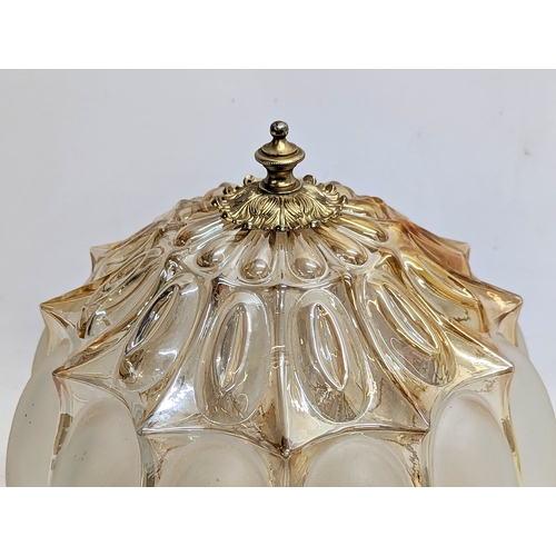 379 - A large vintage glass light shade. 28x31cm