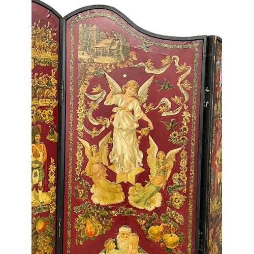 917 - A superb Victorian Decoupage screen. Circa 1870. 167x170cm