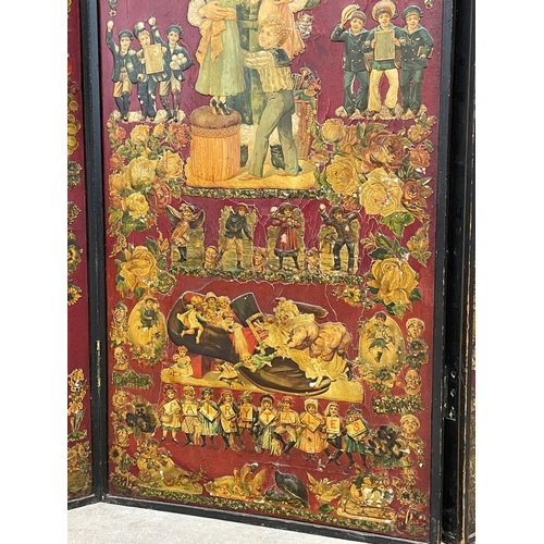 917 - A superb Victorian Decoupage screen. Circa 1870. 167x170cm