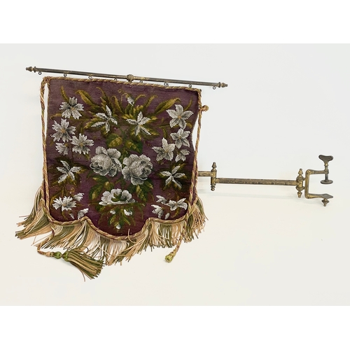 237 - A Victorian bead and needlework fire screen panel