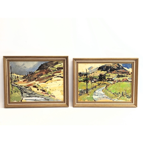 238 - A near pair of oil paintings on canvas, unsigned. Largest measures 54x43cm with frame