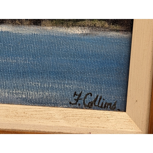 251 - A signed Frank Collins acrylic painting of Carrick-A-Rede, County Antrim.