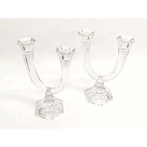 432 - A pair of Nachtmann German lead crystal candle holders. 24x17cm