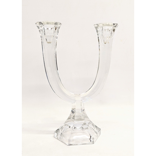 432 - A pair of Nachtmann German lead crystal candle holders. 24x17cm