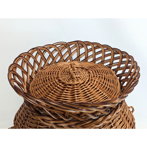 274 - A large good quality wicker 2 handled linen hamper with lid. 58cm