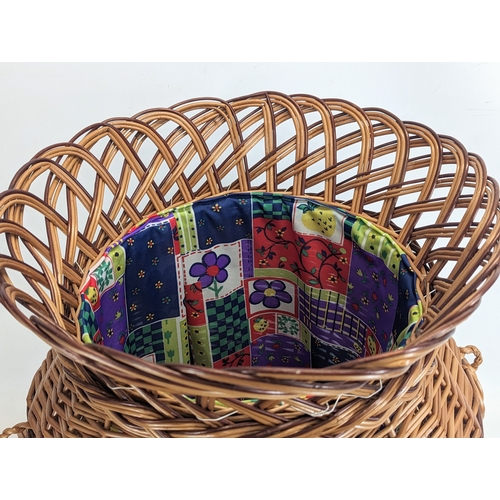 274 - A large good quality wicker 2 handled linen hamper with lid. 58cm