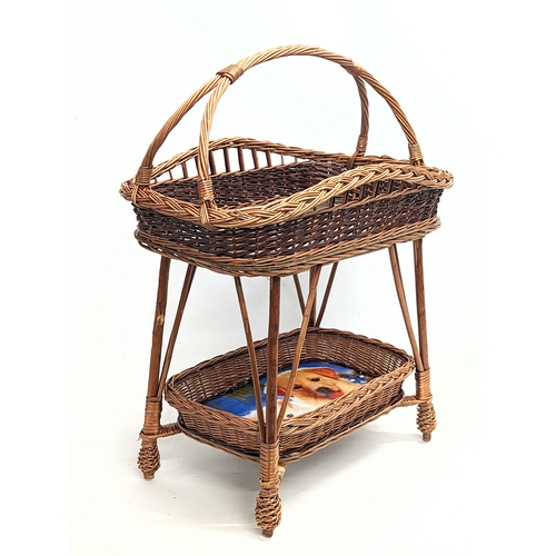 286 - A good quality 2 tiered wicker basket. 54x69cm