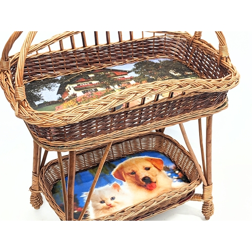 286 - A good quality 2 tiered wicker basket. 54x69cm