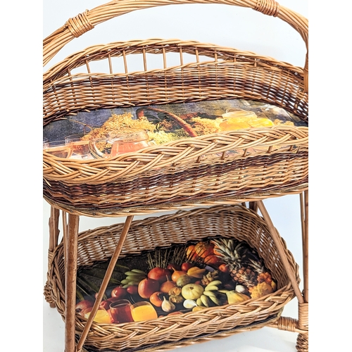 287 - A good quality wicker 2 tiered basket. 55x67.5cm