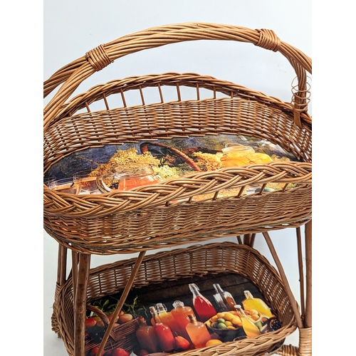 288 - A good quality wicker 2 tiered basket. 53x68cm