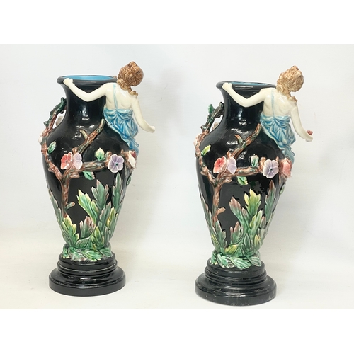 508 - A pair of large early 20th century Majolica style vases