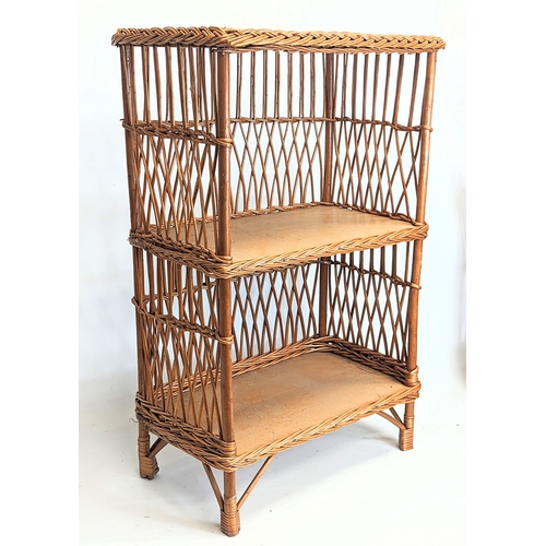 293 - A pair of good quality wicker 3 tiered shelving units. 53.5x31x83.5cm