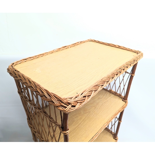 294 - A pair of tall wicker 4 tiered shelving units. 55x113.5cm