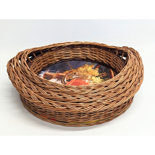 295A - A set of 3 good quality wicker serving trays