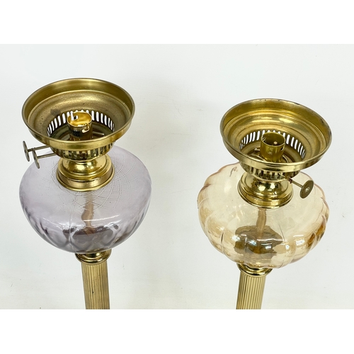 357 - 2 large Victorian style brass electric lamps. 50cm