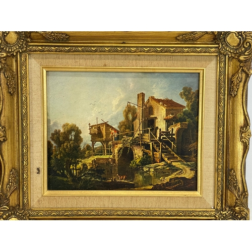 363 - 2 vintage ornate gilt framed prints  of the original paintings by Francois Boucher.  Mill at Charent... 