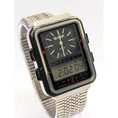 588 - A 1970s Buler digital / analog Chronograph gents watch.