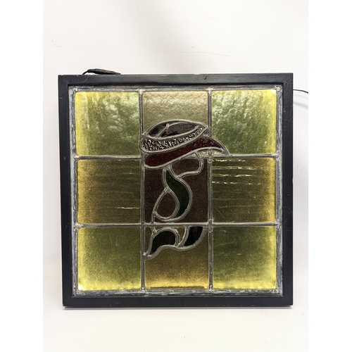 388 - A light up stained glass panel. 46.5cm