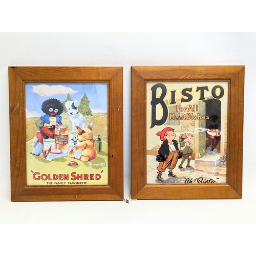 696 - 2 framed advertising prints. 31.5x37.5cm including frame