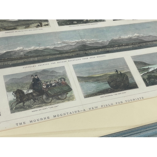 190G - A late 19th/early 20th century print of The Mourne Mountains. A New Field For Tourists. Reframed. 69... 