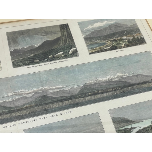 190G - A late 19th/early 20th century print of The Mourne Mountains. A New Field For Tourists. Reframed. 69... 