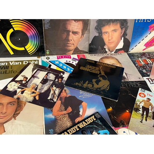 190M - A collection of LP, vinyl records. Meatloaf, Rod Stewart, Barry Manilow, Neil Diamond, Charley Pride... 