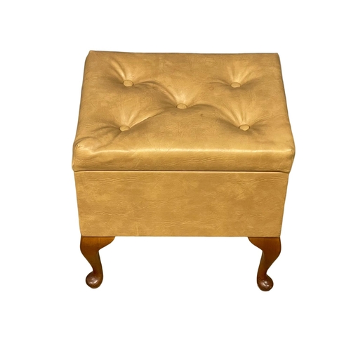 263 - A vintage vinyl footstool with storage. 47x36x47cm