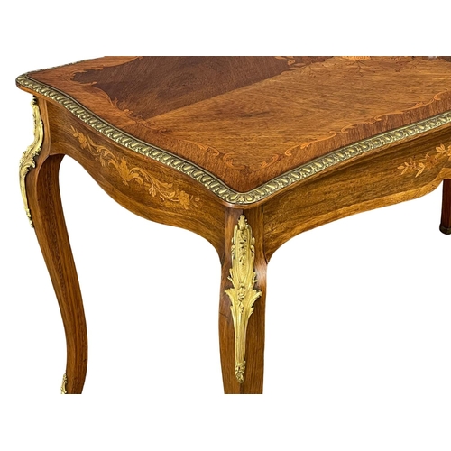 906 - A good quality vintage 18th century style French inlaid rosewood writing desk, with brass ormolu mou... 