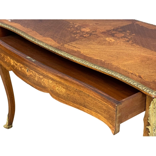 906 - A good quality vintage 18th century style French inlaid rosewood writing desk, with brass ormolu mou... 