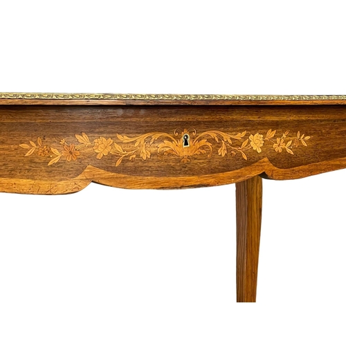 906 - A good quality vintage 18th century style French inlaid rosewood writing desk, with brass ormolu mou... 