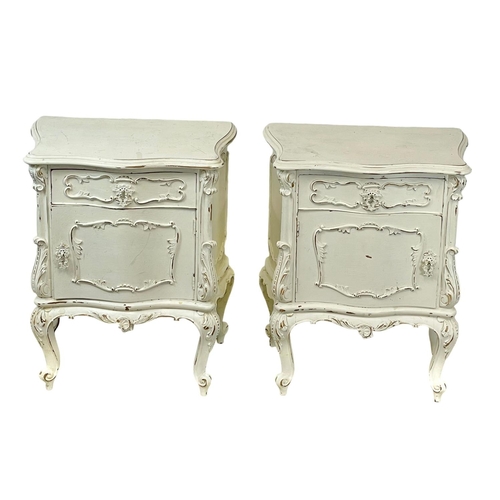 92 - A pair of vintage French painted bedsides. 50x38x66cm