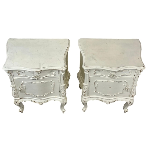 92 - A pair of vintage French painted bedsides. 50x38x66cm