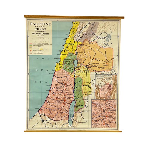 353B - A vintage map of Palestine. Palestine in the Time of Christ. Illustrating the four Gospels. The Lond... 