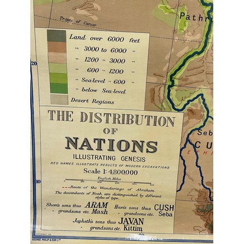 353C - A vintage map. The Distributions of Nations. George Philip & Son LTD. Copyright 1951. The London Geo... 