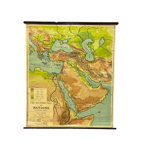 353C - A vintage map. The Distributions of Nations. George Philip & Son LTD. Copyright 1951. The London Geo... 