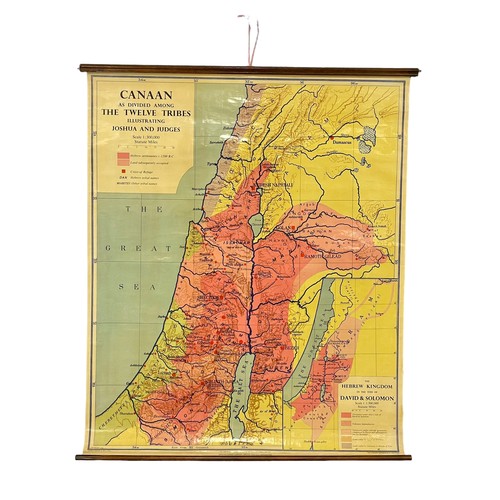 353D - A vintage map. Canaan As Divided Among The Twelve Tribes. Illustrating Joshua and Judges. Copyright ... 