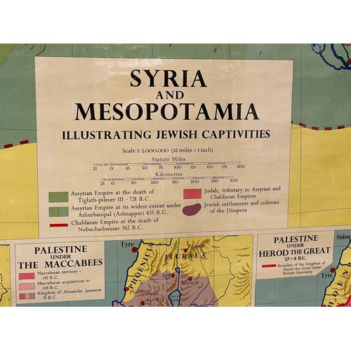 353E - A vintage map. Syria and Mesopotamia. Illustrating Jewish Captivities. George Philip & Son LTD. Copy... 