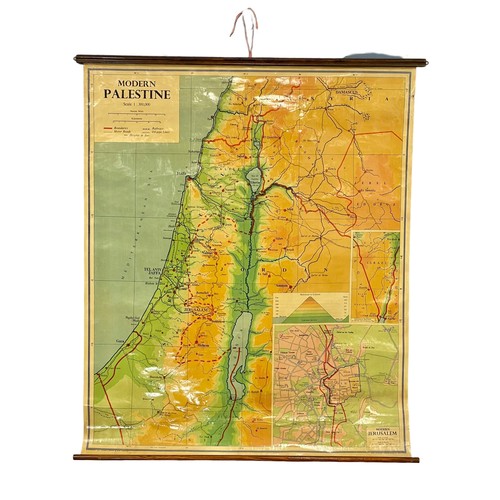 353F - A vintage map. Modern Palestine. George Philip & Son Limited. Copyright 1955. The London Geographica... 